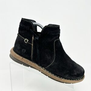Born Women's Tarkiln Ankle Boots Black Suede Size 8 Chic Casual Fall